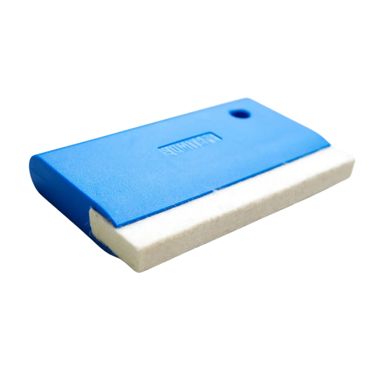 Blauwe vierkante raamwisser (met magneet en wol)